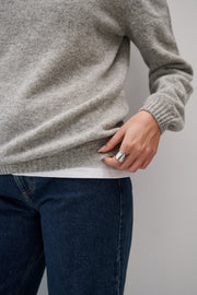 Sweter z wełny merynos elegant flow szary