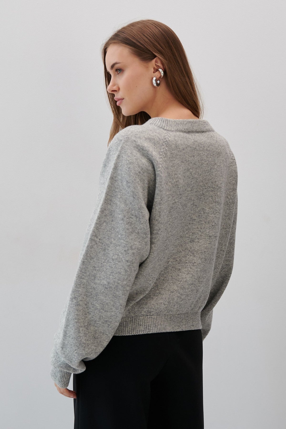 Pure Ease Gray Merino Wool Sweater