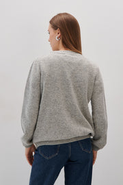 Elegant Flow Gray Merino Wool Sweater