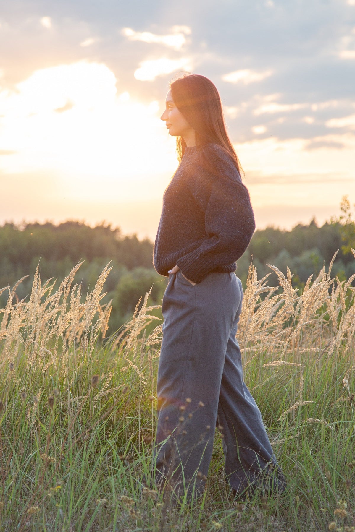 Midnight Sky navy blue wool sweater