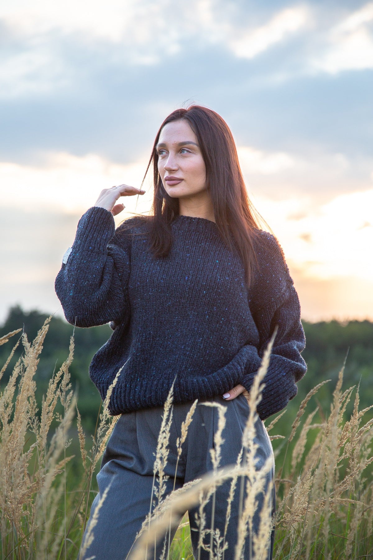 Midnight Sky navy blue wool sweater