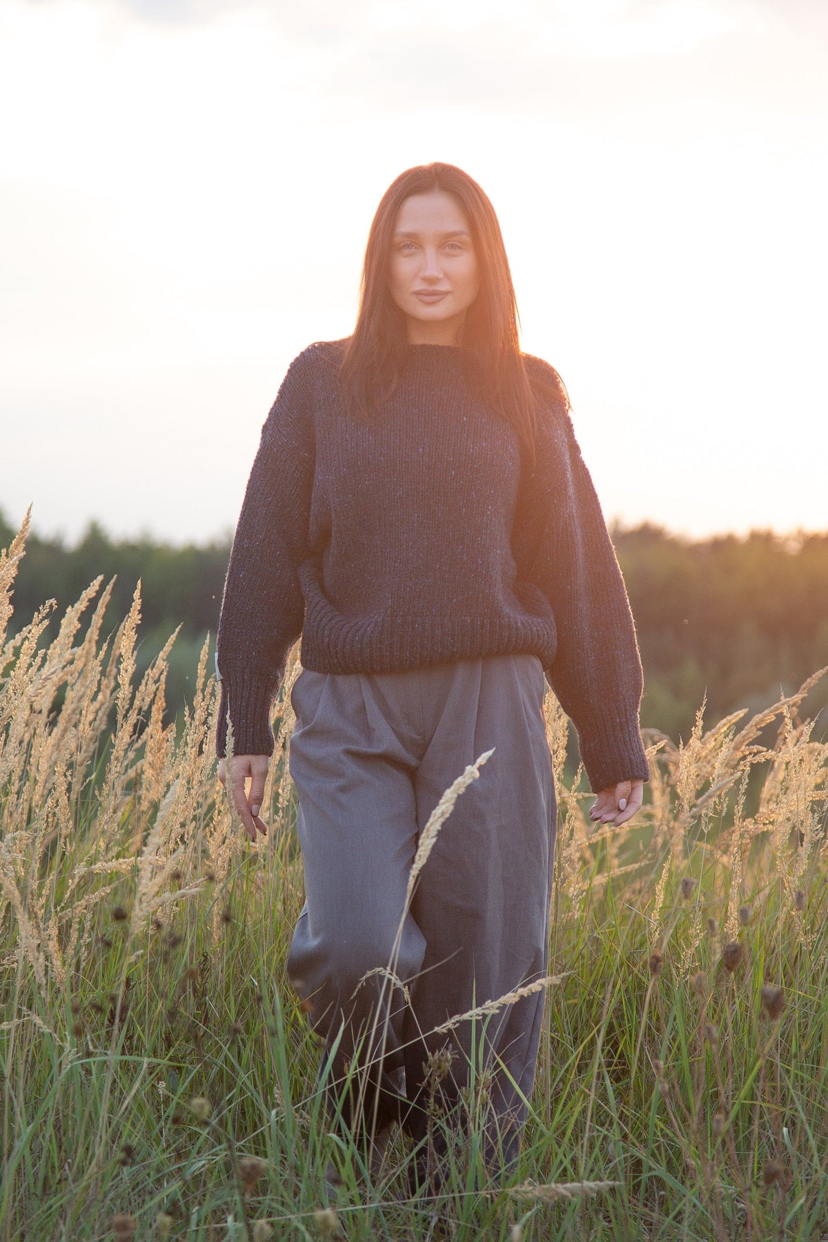 Midnight Sky navy blue wool sweater