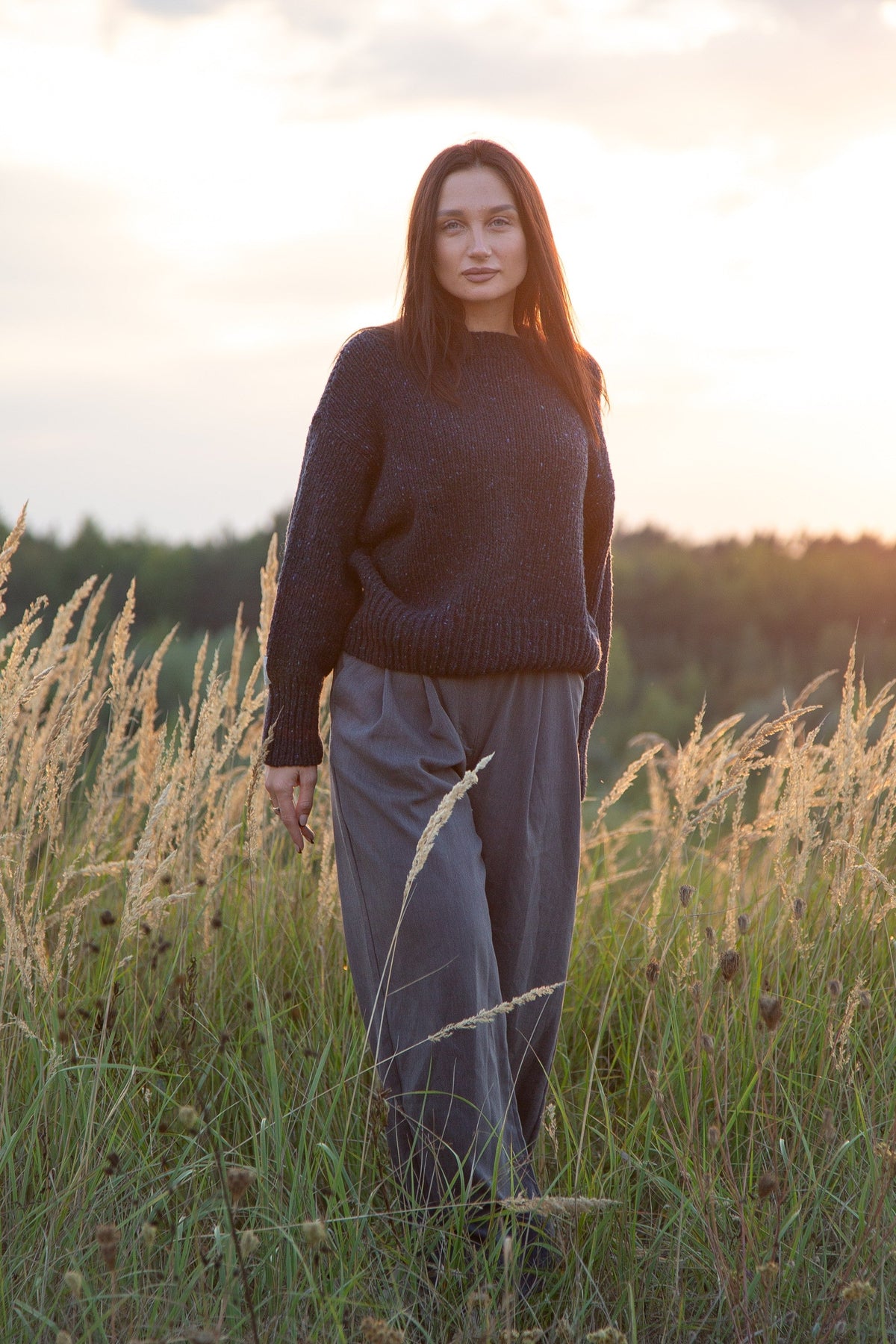Midnight Sky navy blue wool sweater