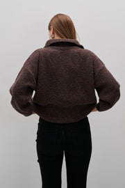 CINNAMON BARK WOOL SWEATER WITH COLLAR, brown
