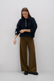 MIDNIGHT SKY COLLAR WOOL SWEATER, navy blue