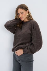 Aura Lightweight Brown Alpaca Wool Sweater