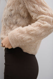 Delikatny kardigan mgiełka z wełny alpaki Éther beżowy