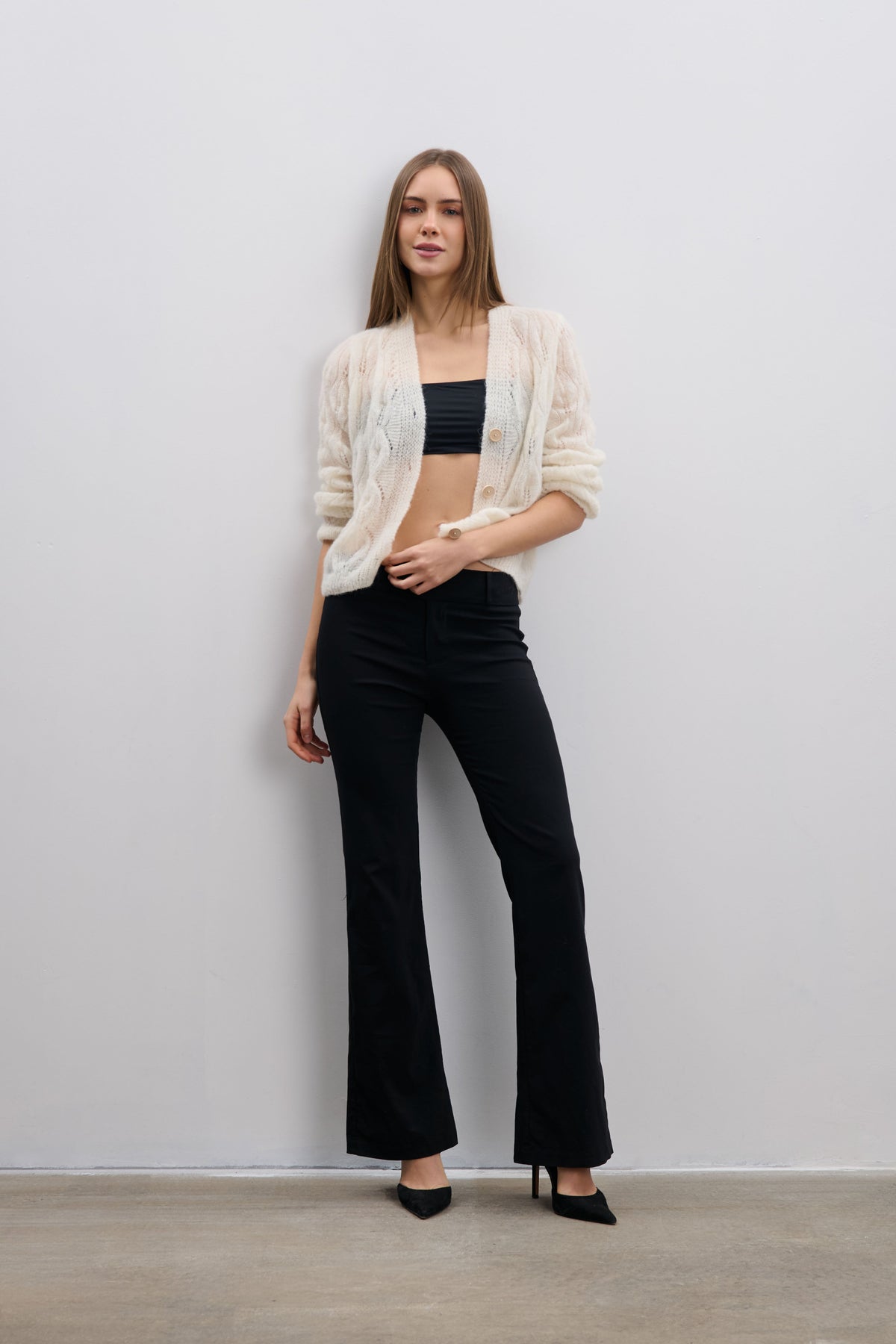 Delicate ecru alpaca wool mist cardigan