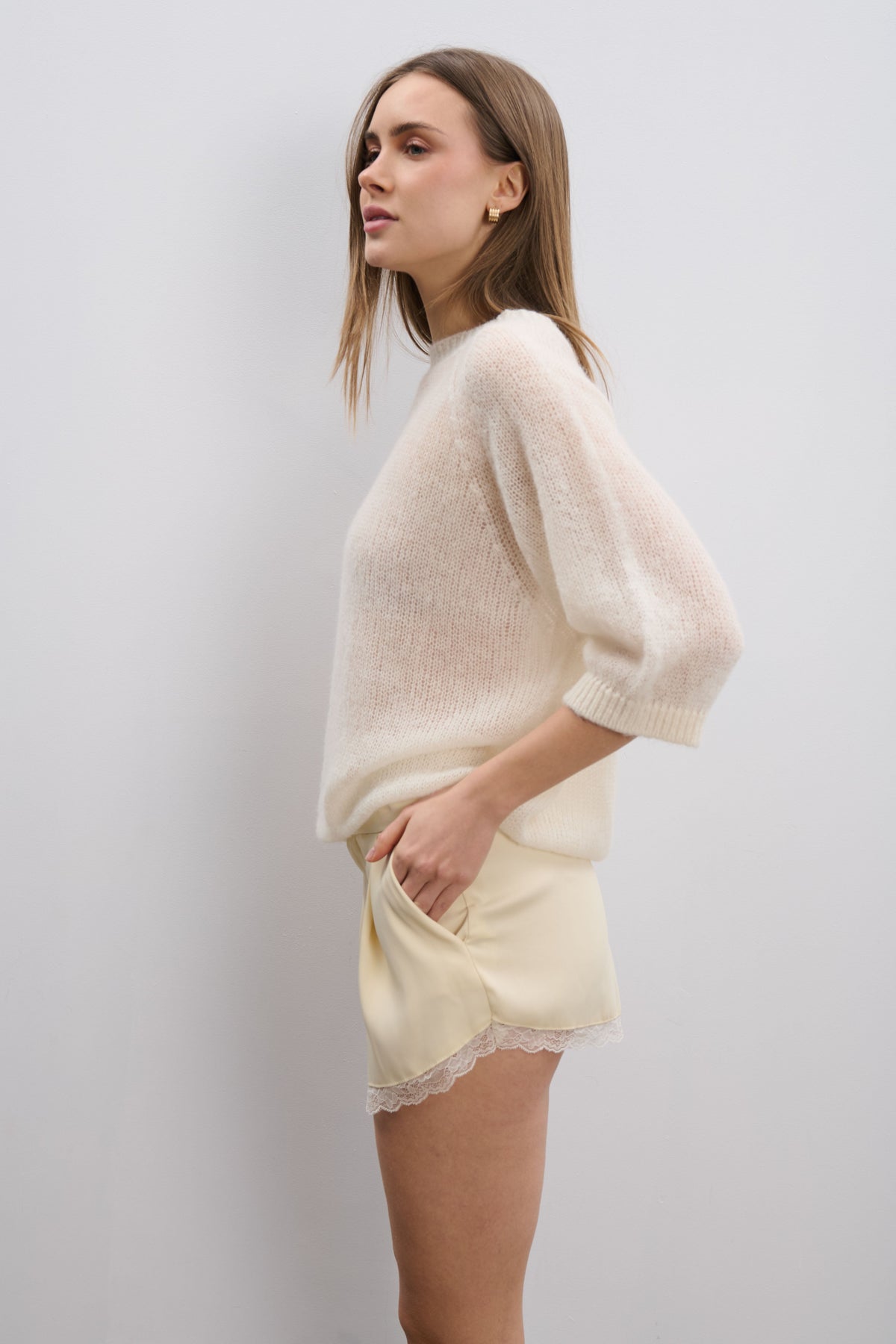 Velour d'Air ecru silk and alpaca blouse