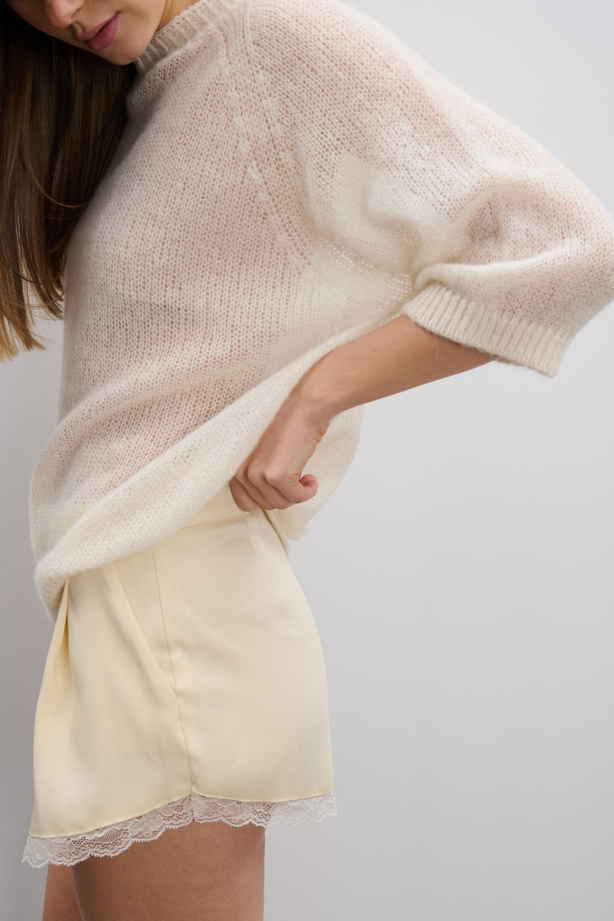 Velour d'Air ecru silk and alpaca blouse