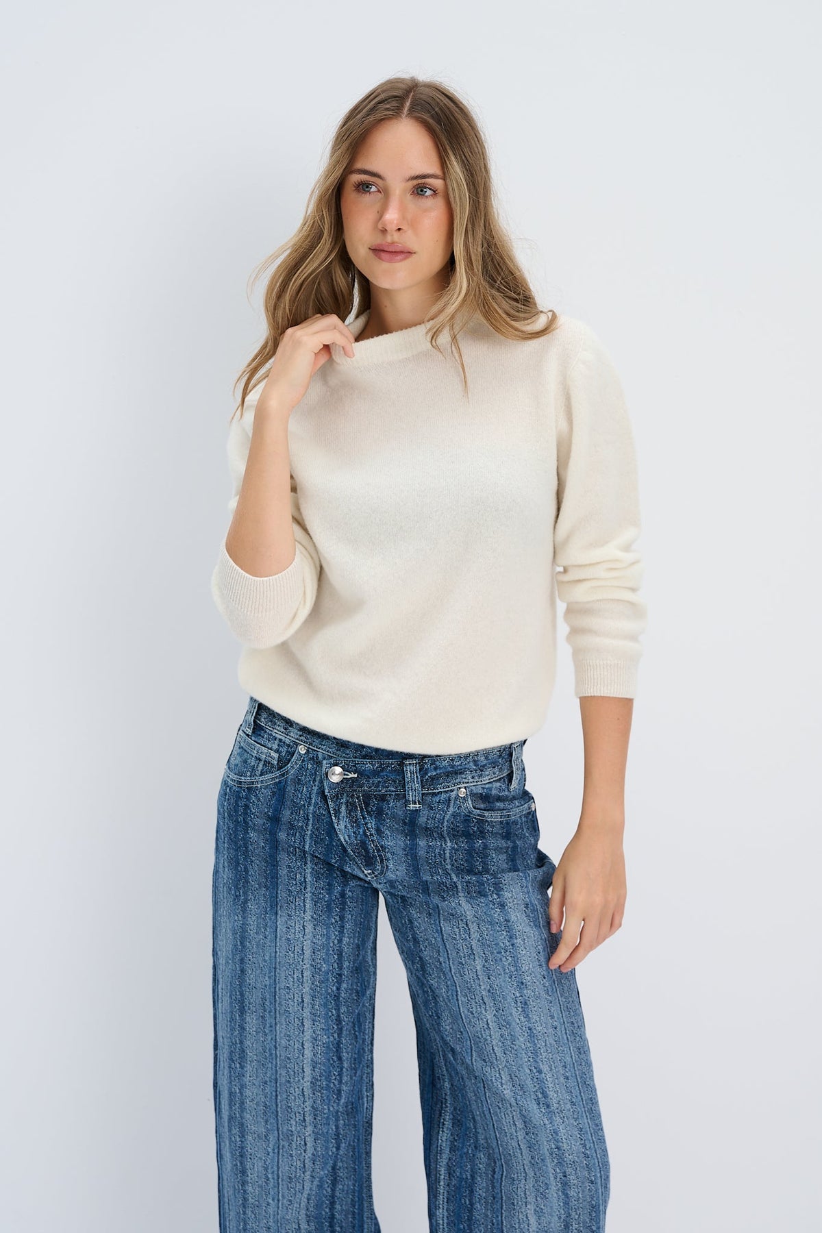 Sweter z kaszmiru CASHMERE PURE FORM ecru
