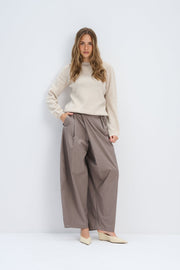 Elegant Flow Beige Merino Wool Sweater