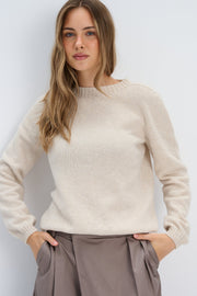 Elegant Flow Beige Merino Wool Sweater