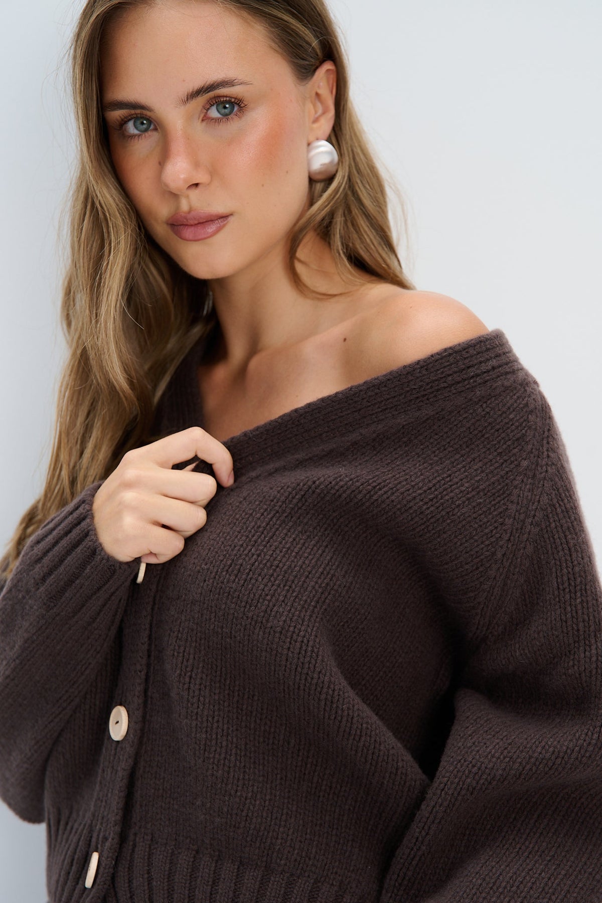 Velvet Core Cashmere and Merino Wool Cardigan, Pink