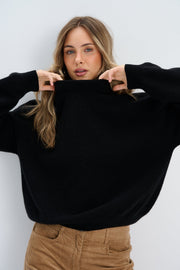 Cashmere Velvet Air Black cashmere sweater