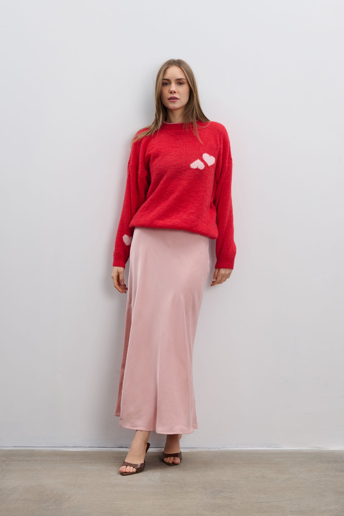 Heart Touch Red Alpaca Wool Sweater