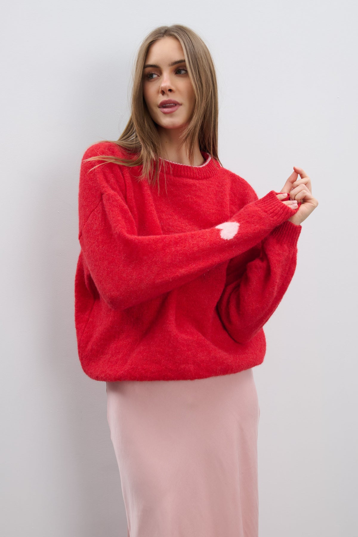 Heart Touch Red Alpaca Wool Sweater