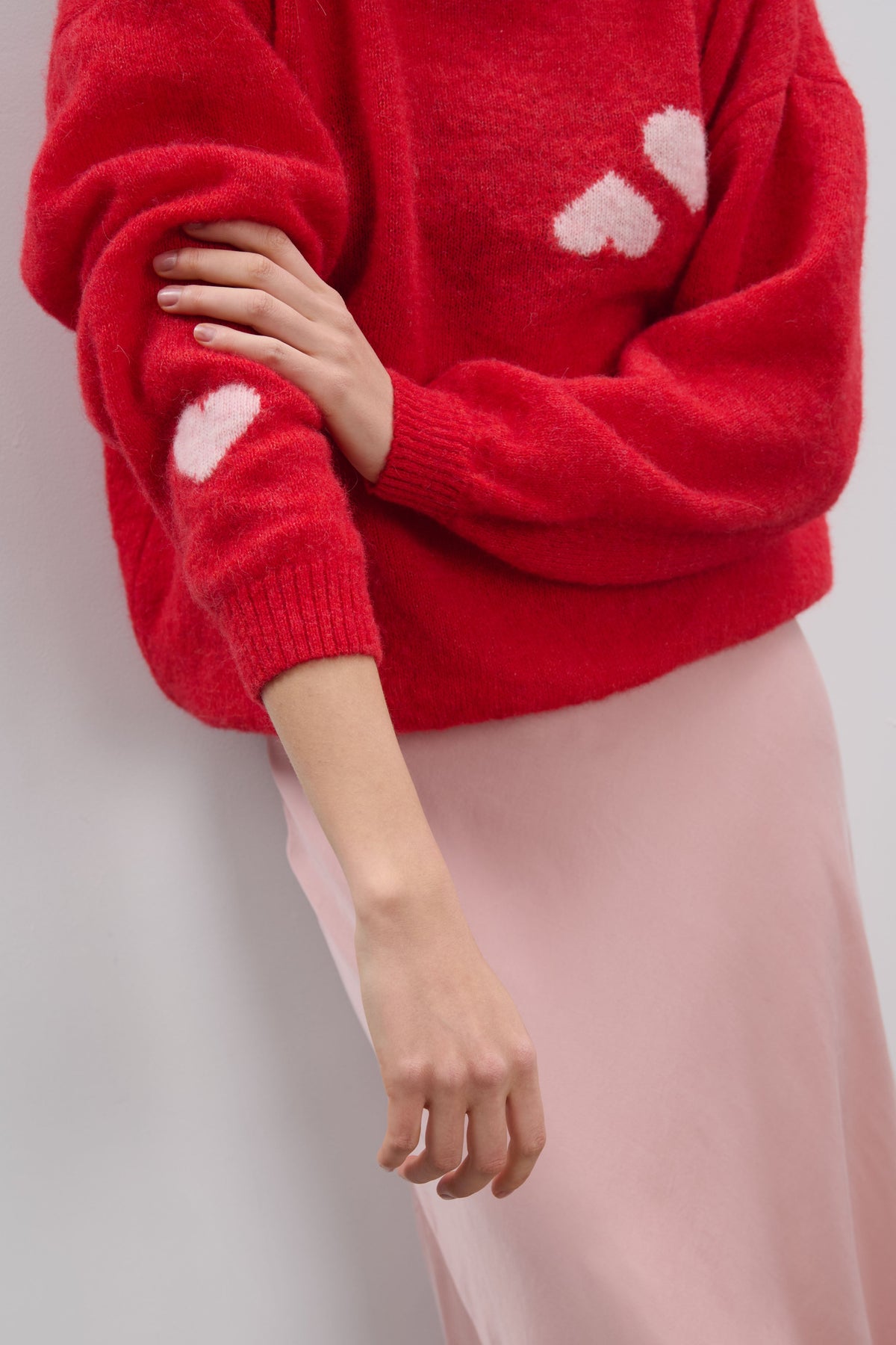 Heart Touch Red Alpaca Wool Sweater