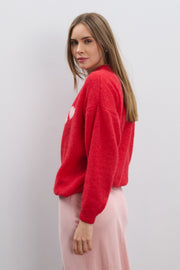 Heart Touch Red Alpaca Wool Sweater