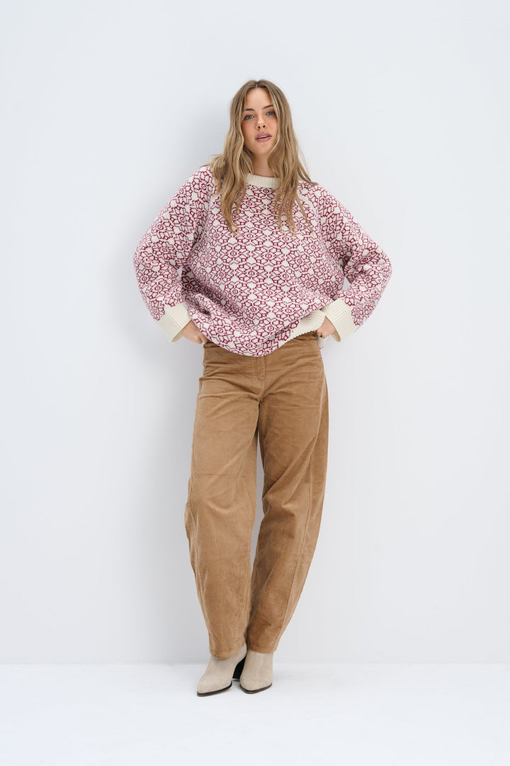 Carded merinos wool sweater Fagaras burgundy