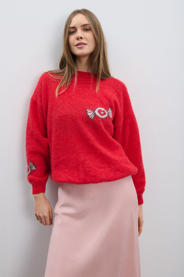 Candy Knit red alpaca wool sweater