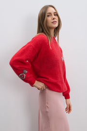 Candy Knit red alpaca wool sweater