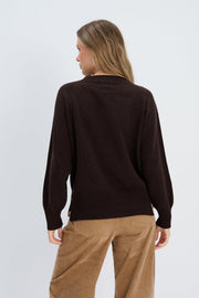 Sweter z wełny merynos Mellow brązowy
