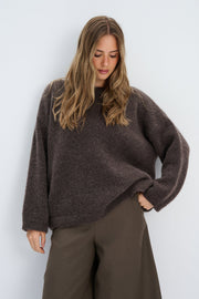 Sweter z wełny alpaki Avalon brązowy