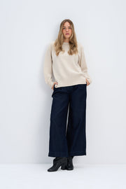 Sweter z wełny merynos Mellow beżowy