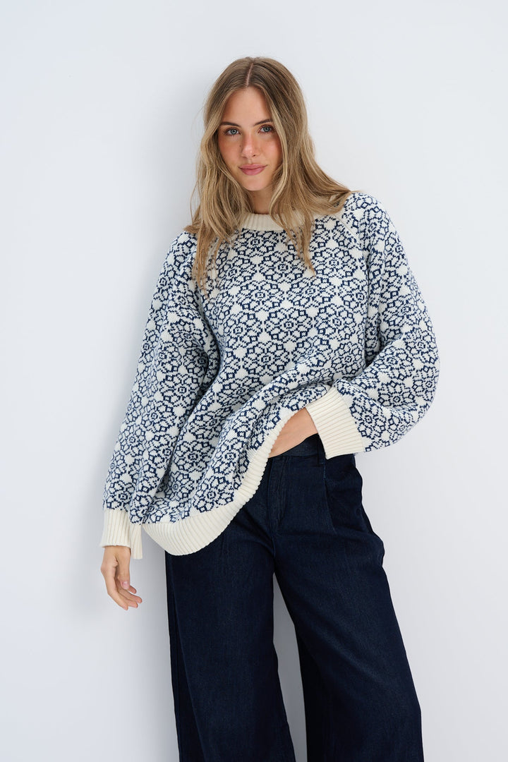 Carded merinos wool sweater Fagaras blue