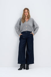 Cardigan of cashmere and wool merinos Velvet Core grey