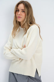 Sweter z wełny merynos Mellow ecru