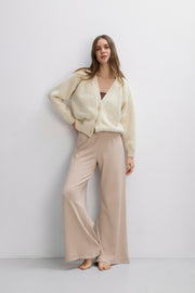 Cashmere Ease organic cotton and cashmere trousers beige