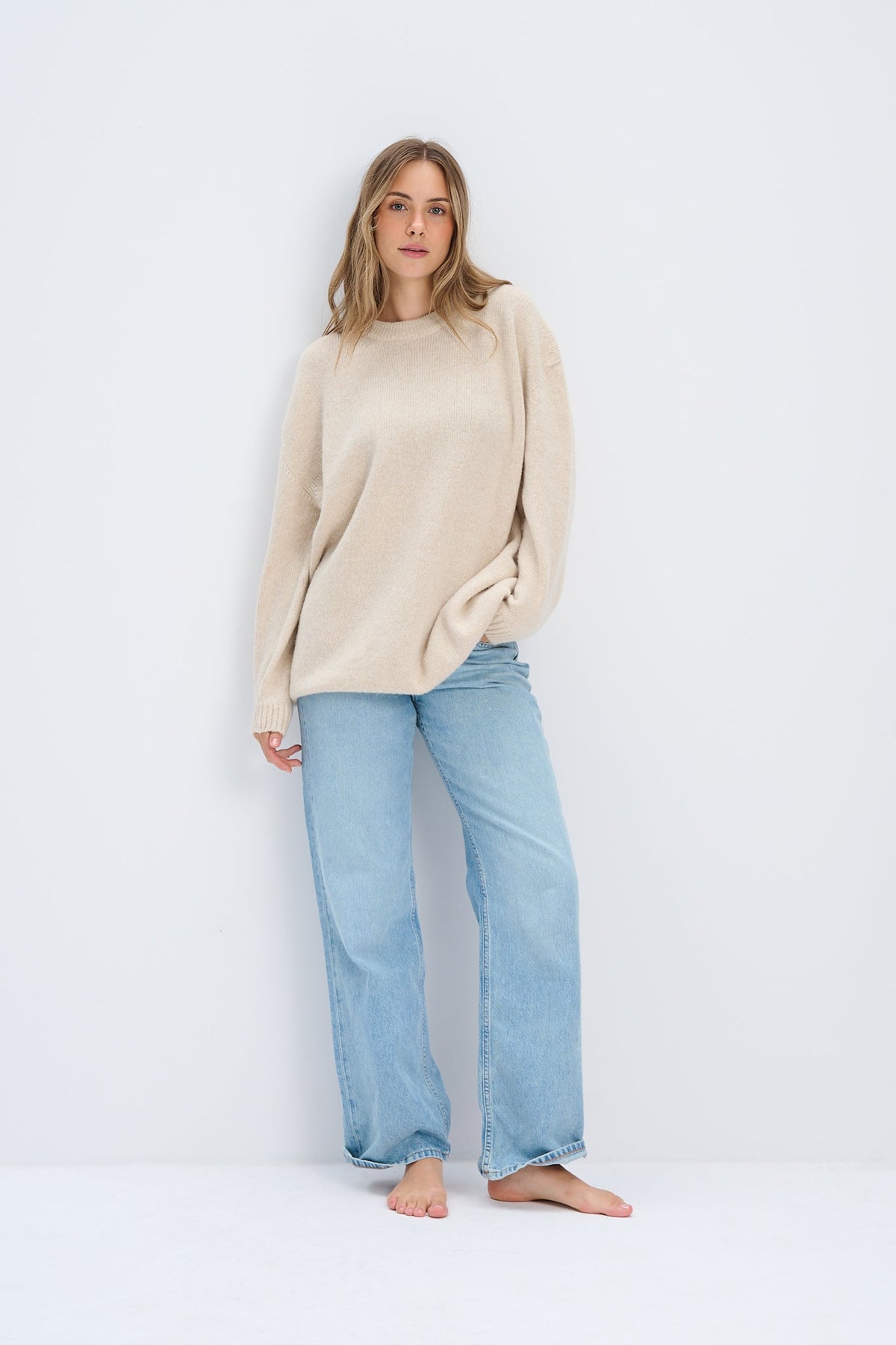 Kashmir and wool jumper merinos Éloise beige