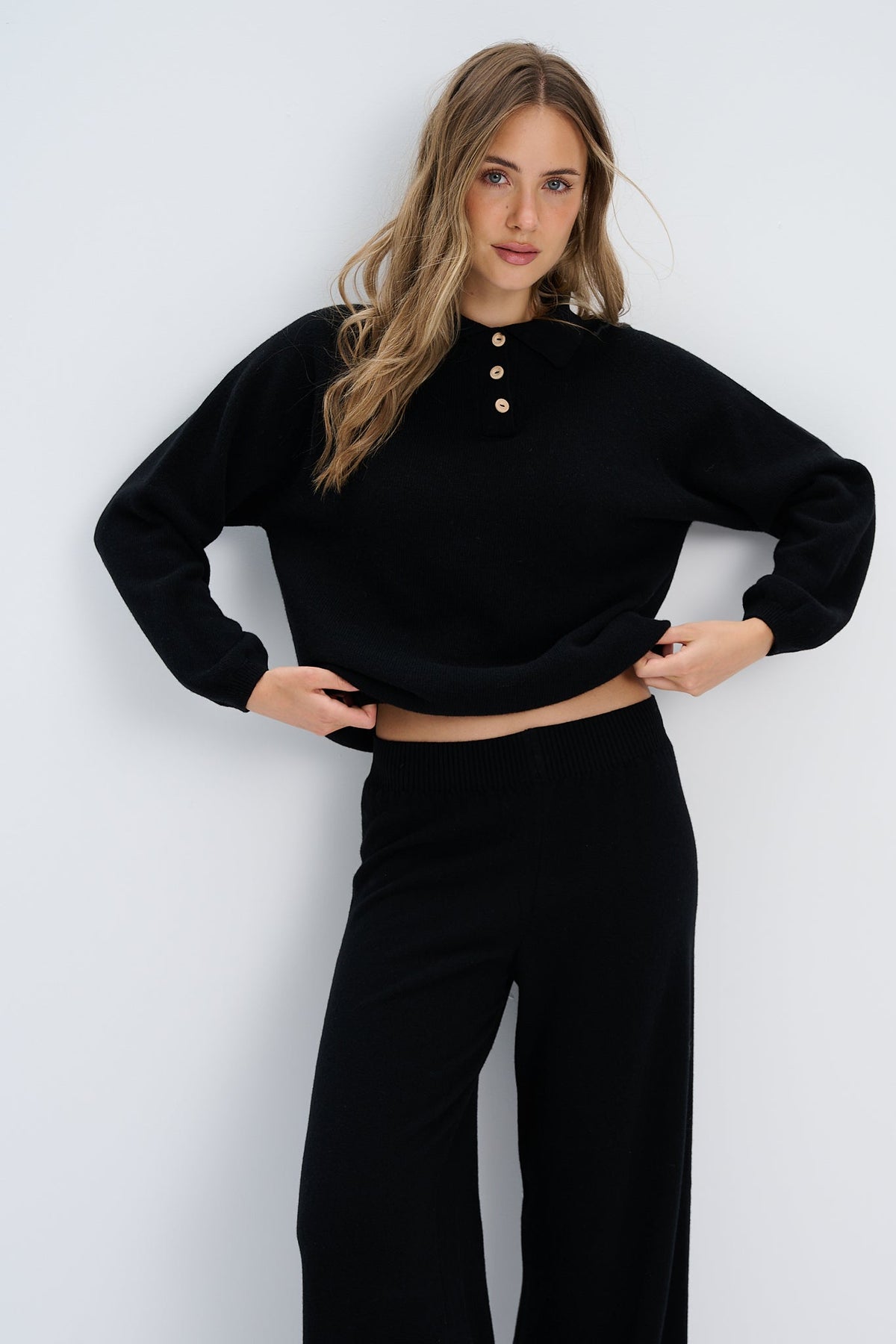 Black merino and cashmere sweater in wool Élan