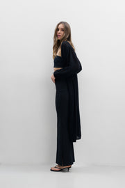 Long cardigan made of baby alpaca wool and virgin wool, black