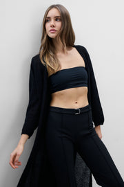 Long cardigan made of baby alpaca wool and virgin wool, black