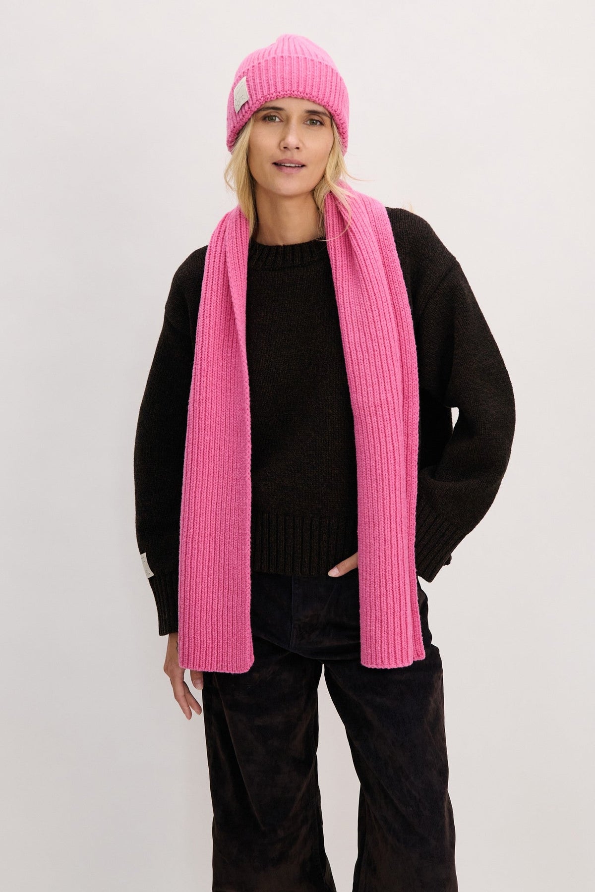 PURE pink merino wool scarf