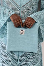 Blue cotton knitted bag