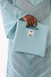 Blue cotton knitted bag