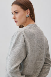 Woolen buttoned cardigan, gray
