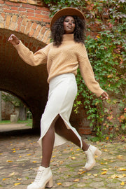 Classic wool turtleneck sweater premium caramel