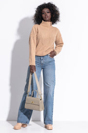 Classic wool turtleneck sweater premium caramel