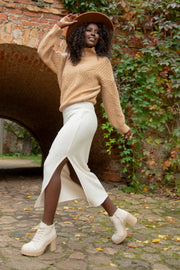 Classic wool turtleneck sweater premium caramel