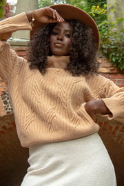 Classic wool turtleneck sweater premium caramel