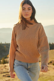 Classic wool turtleneck sweater premium caramel