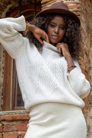 Wool classic golf sweater premium ecru
