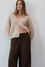 Button-up cardigan made of undyed alpaca wool, beige