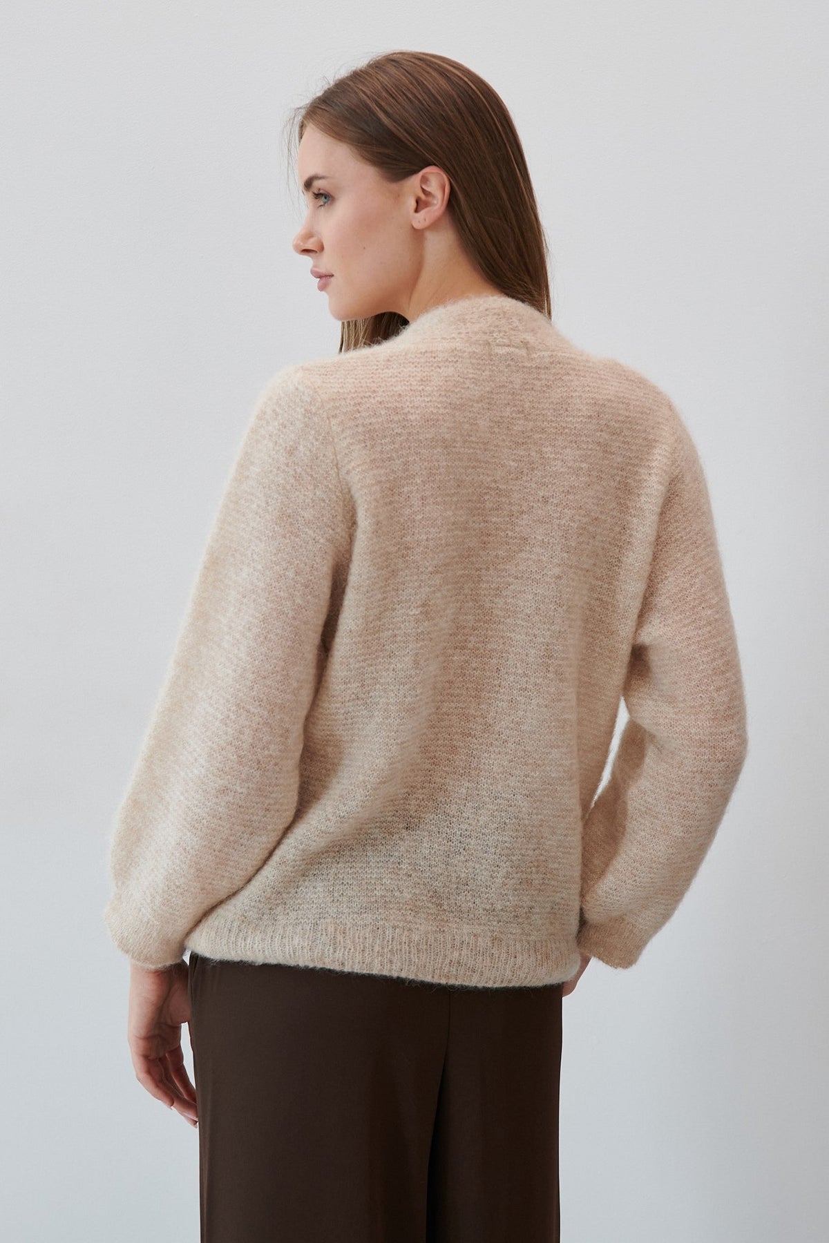 Button-up cardigan made of undyed alpaca wool, beige