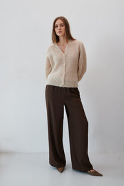 Button-up cardigan made of undyed alpaca wool, beige